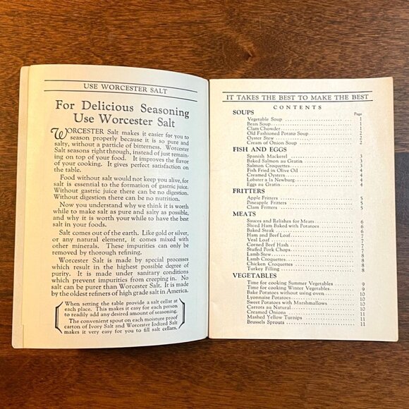 1931 Vintage 'The Worcester Salt Cook Book' by Worcester Salt Co., NYC - Picture 4 of 7